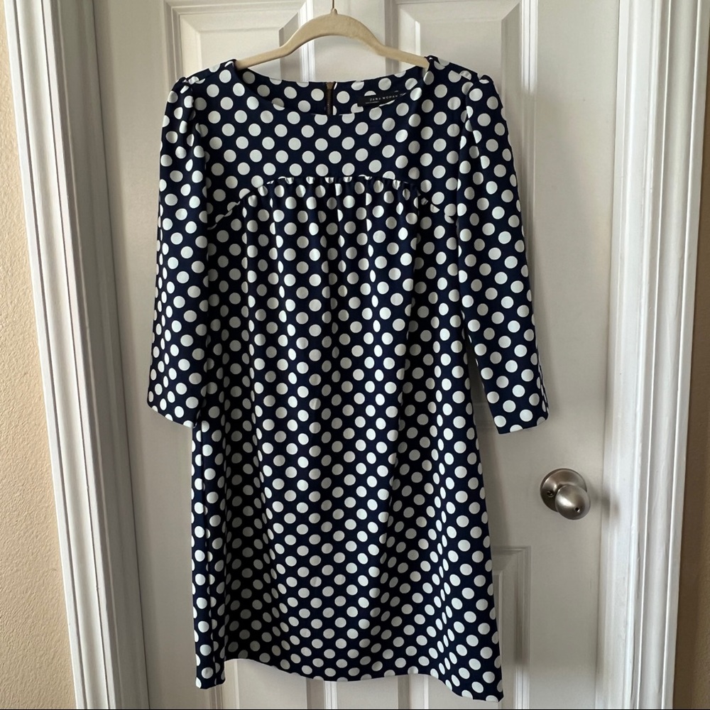 Zara navy blue polka dot mini dress